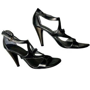 Nina Metallic Strappy Ankle Strap Heels